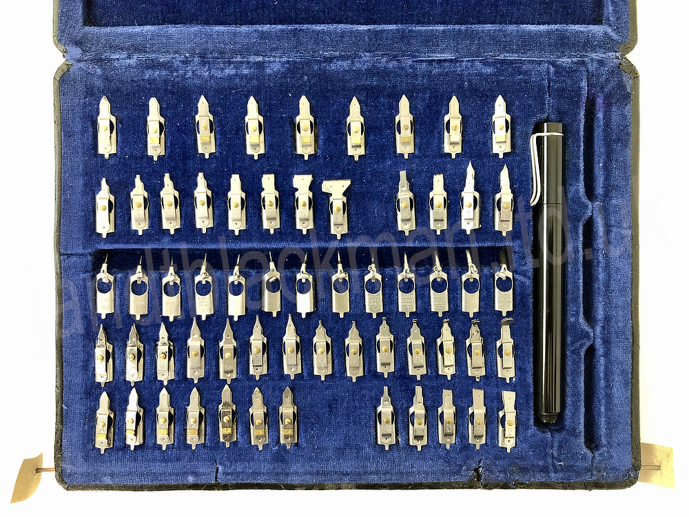 Inside case showing nibs