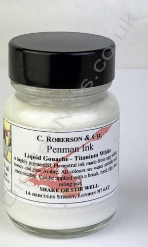 Roberson's Penman Liquid Gouache Ink Titanium White 30ml