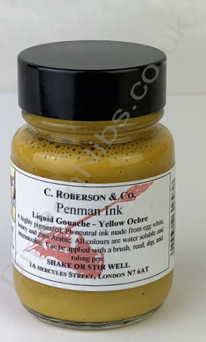 Roberson's Penman Liquid Gouache Ink Yellow Ochre 30ml